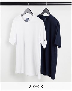 Набор из 2 футболок белого и темно синего цвета Champion