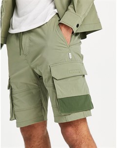 Нейлоновые шорты с карманами карго от комплекта цвета хаки Core Jack & jones