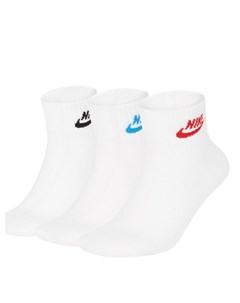 Набор из 3 пар белых носков до щиколотки с разноцветным дизайном Everyday Essential Nike