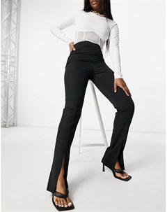 Черные брюки с разрезами спереди Femme luxe