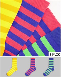 Набор из 3 пар носков в полоску в стиле колор блок Asos design