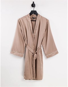 Атласный халат с окантовкой от комплекта цвета мокко Loungeable
