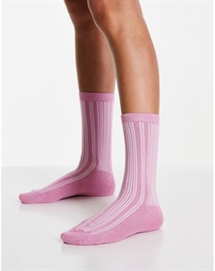 Розовые носки в полоску с блестками Femme Selected