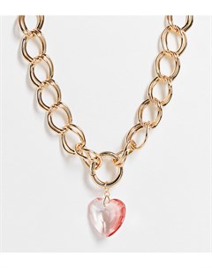 Эксклюзивное массивное ожерелье чокер золотистого цвета с розовым кристаллом Exclusive Big metal london