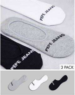 Набор из 3 пар спортивных носков невидимок черного серого и белого цвета Daria Pepe jeans