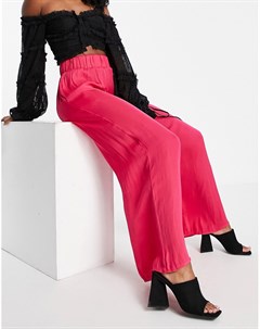 Розовые атласные брюки с широкими штанинами Vila