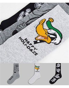Набор из 3 пар носков разных расцветок с принтом героев Looney Tunes Only & sons