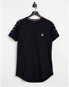 Черная футболка для дома с ярким логотипом от комплекта Le breve