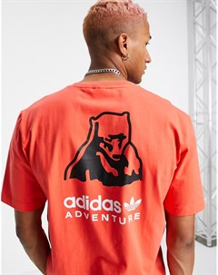 Красная футболка с принтом полярного медведя Adventure Adidas originals