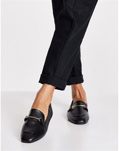 Черные с золотистой отделкой туфли на плоской подошве с мягким квадратным носком Vella Raid