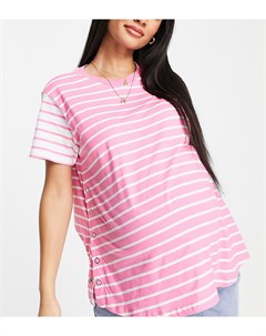 Розовая футболка в полоску с кнопками для кормящих матерей ASOS DESIGN Maternity Asos maternity - nursing