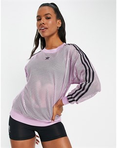 Розовый сетчатый свитшот с 3 полосками Adidas originals