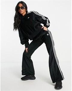 Черные расклешенные брюки из вельвета с тремя полосками Adidas originals