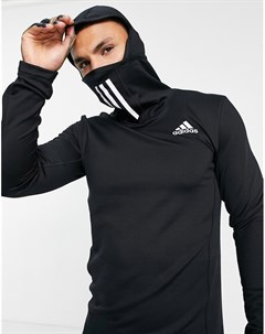 Черный лонгслив с балаклавой и тремя полосками adidas Training Cold Rdy Adidas performance