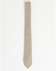 Светло бежевый галстук в мелкую винтажную клетку Asos design
