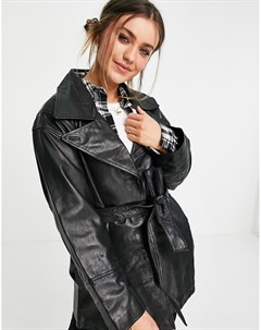Черная кожаная куртка в стиле 90 х Asos design