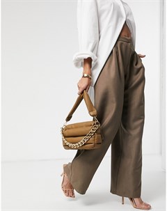 Свободные брюки серо коричневого цвета в винтажном стиле Asos design
