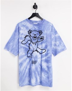 Oversized футболка голубого цвета с принтом символа группы Grateful Dead Topshop