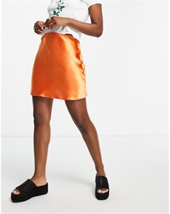 Оранжевая атласная мини юбка в стиле комбинации Asos design
