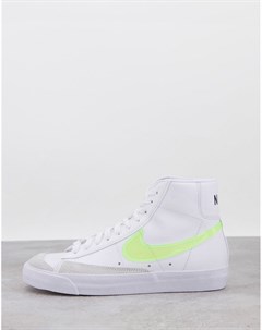 Белые кроссовки с флюоресцентными зелеными элементами Blazer Mid 77 Nike