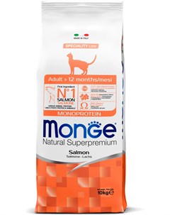 Сухой корм Cat Monoprotein с лососем для взрослых кошек 10 кг Лосось Monge