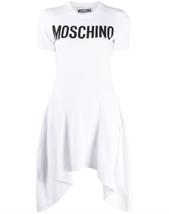 Платье с логотипом и складками Moschino