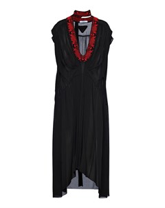 Черное платье с красной трикотажной отделкой Prada