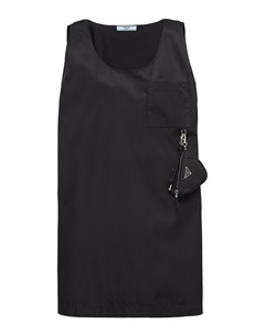 Черное платье без рукавов с брелоком Prada