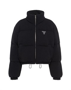 Черная укороченная куртка из шерсти и кашемира Prada