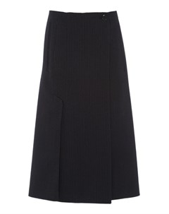 Черная шерстяная юбка в полоску Prada