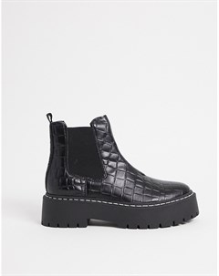 Массивные ботинки челси черного цвета с крокодиловым принтом Veerly Steve madden