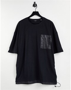 Черная футболка в стиле oversized с карманом из нейлона Only & sons