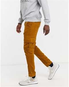 Светло коричневые вельветовые брюки карго New look