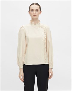 Кремовая блузка на пуговицах с длинными рукавами Object