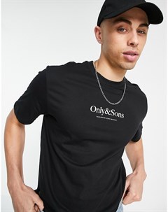 Черная футболка с большим логотипом Only & sons