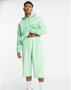 Пастельно зеленый спортивный костюм в стиле oversized с худи и oversized шортами Asos design