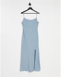 Голубое льняное платье макси на бретелях Asos design