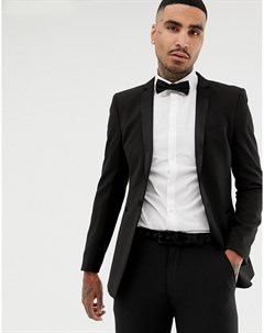 Черный супероблегающий пиджак смокинг Asos design