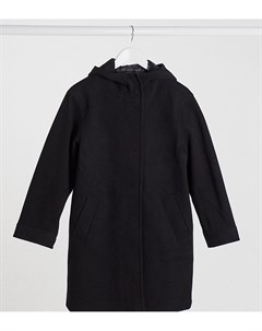 Черное фактурное пальто с капюшоном ASOS DESIGN Petite Asos petite