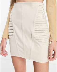 Атласная мини юбка с корсетной вставкой цвета шампанского Asos design