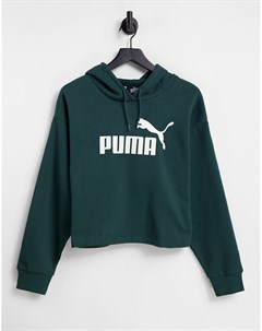 Укороченный худи темно зеленого цвета Plus Essentials Puma