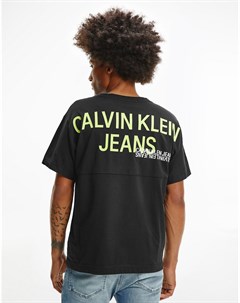 Черная футболка с принтом логотипа на спине Calvin klein jeans