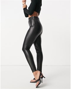 Моделирующие облегающие брюки из искусственной кожи с завышенной талией Asos design