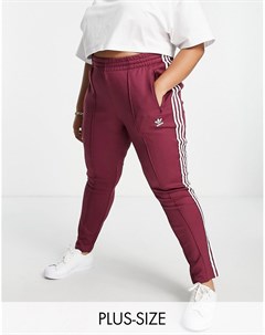 Малиновые спортивные штаны с тремя полосками Plus adicolor Adidas originals