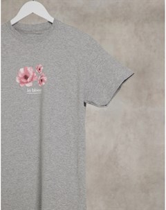 Серая oversized футболка с надписью in bloom Heartbreak