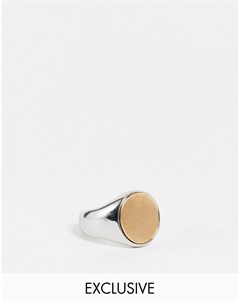 Серебристое шлифованное кольцо печатка Inspired Reclaimed vintage