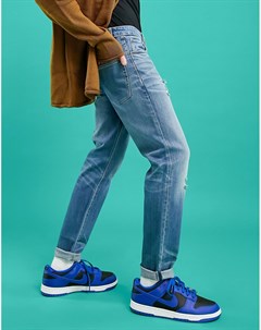 Эластичные выбеленные узкие джинсы синего цвета с эффектом японской потертости Asos design