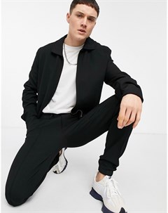 Черная куртка Харрингтон из крепа в строгом стиле от комплекта Asos design