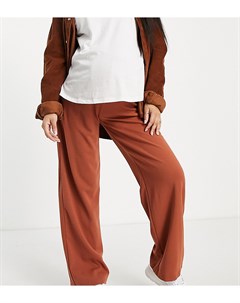 Широкие трикотажные брюки коричневого цвета Mamalicious Maternity