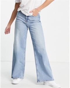 Голубые джинсы с широкими штанинами из органического хлопка Femme Laura Selected